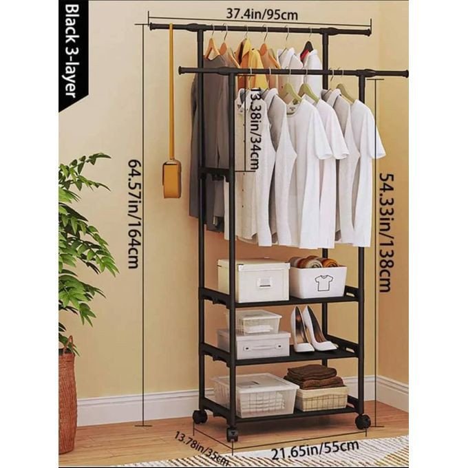 Porte-vêtements mobile multifonctionnel avec roues, porte-vêtements à Rail unique