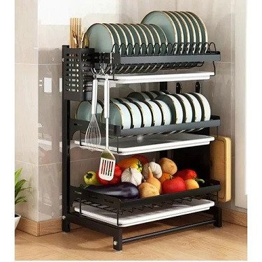 Porte-cuillère à trois couches pour égouttoir à vaisselle