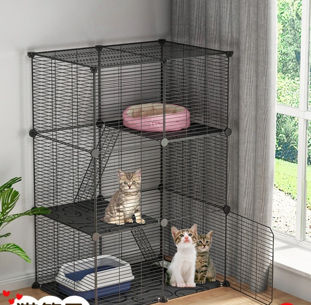 Cage pour chats à monter soi-même, super grand espace libre, petite maison pour chats à haute température, peut mettre de la peinture au four